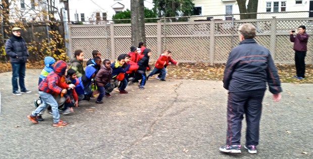 Gavin with his hand down