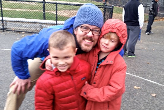 Miles beams; Gavin grimaces