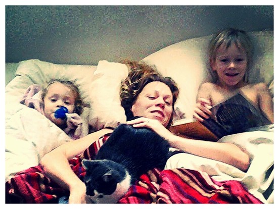 "Three Blonde Babes in a Bed"