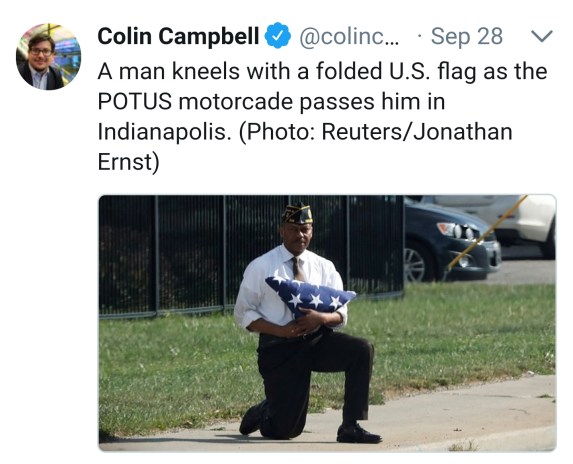 black veteran flag knee