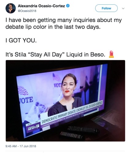 del Alexandria Ocasio Cortez lipstick tweet