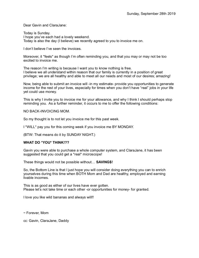 2019-09 to GLO &CJ re Saving Money - JPG