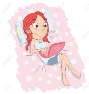 girl using laptop computer in bed