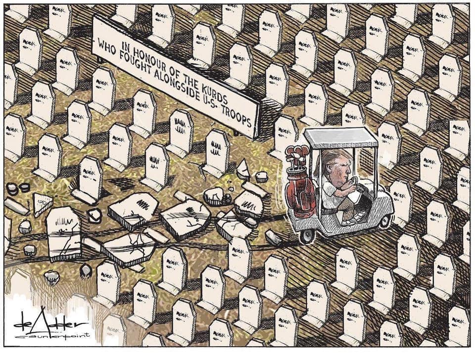 del f trump golfing on kurdish graves