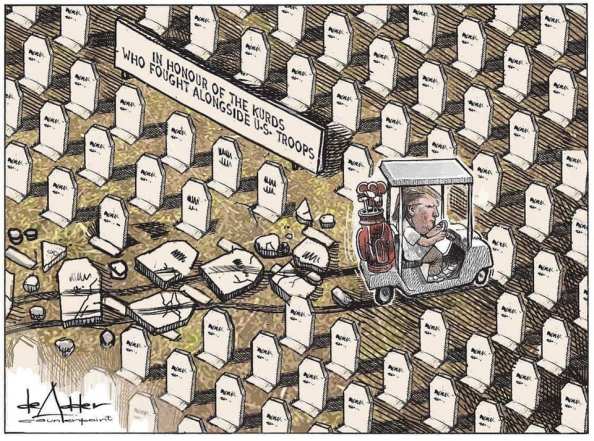 del f trump golfing on kurdish graves